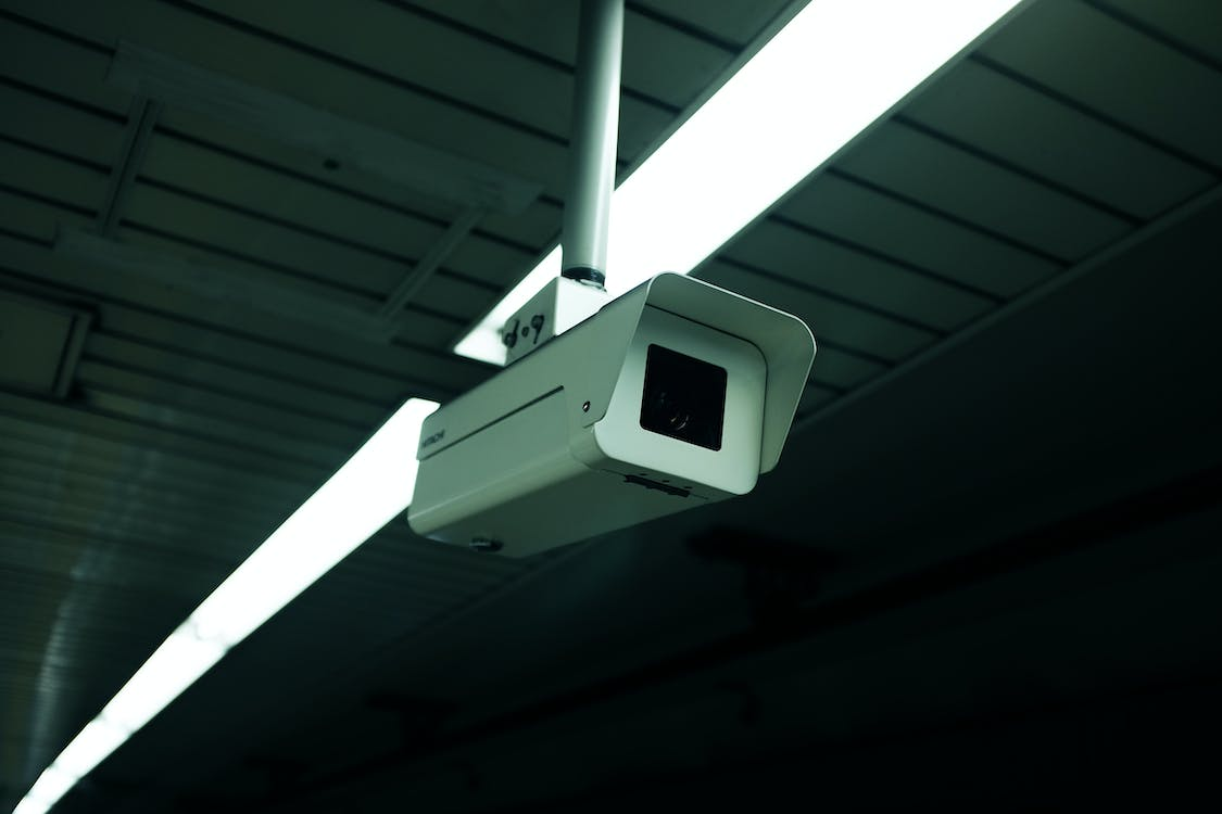 A Security Camera Installed in Dimly-Lit Indoors