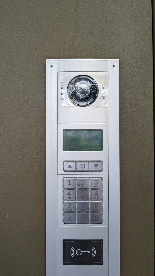 Closeup of an Integrated Camera and Keypad Access Control System